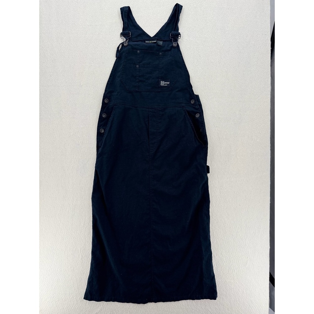DKNY Jeans Womens Black luxury Overalls Maxi Dress Size S Utility 90's gorpcore